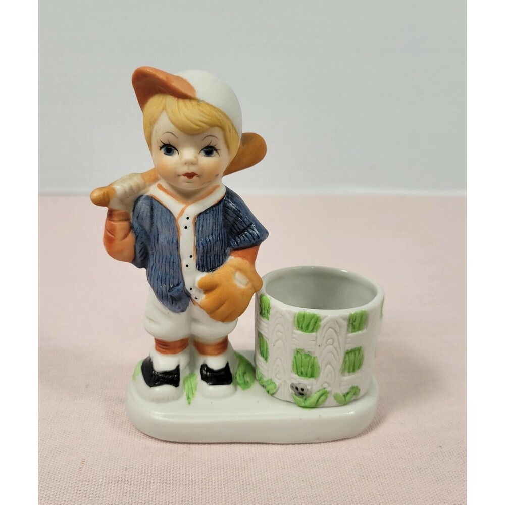 CANDLE HOLDER Votive Ceramic Verona Vergasi Little Boy Baseball Player The Babe.